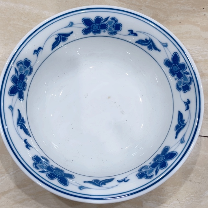 盘梅釉下彩蓝海棠8寸汤碗20 cm 2个