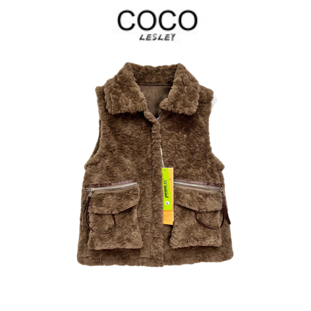 【COCO LESLEY】法式复古毛毛马甲麂皮毛一体高档加绒减龄保暖