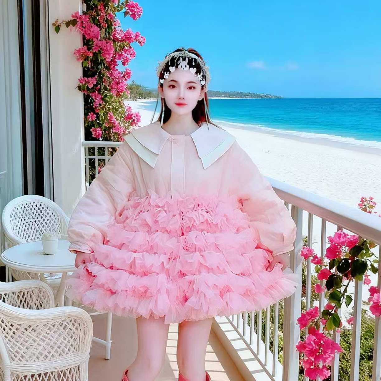 【面条仙仙】3787#冬季新款甜美减龄洋气仙仙蓬蓬连衣裙