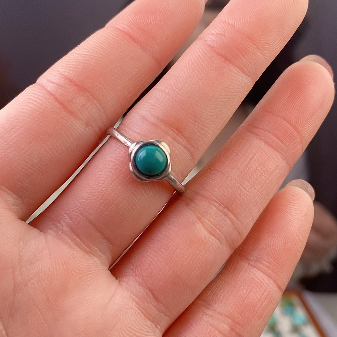绿松石戒指银S925镶嵌