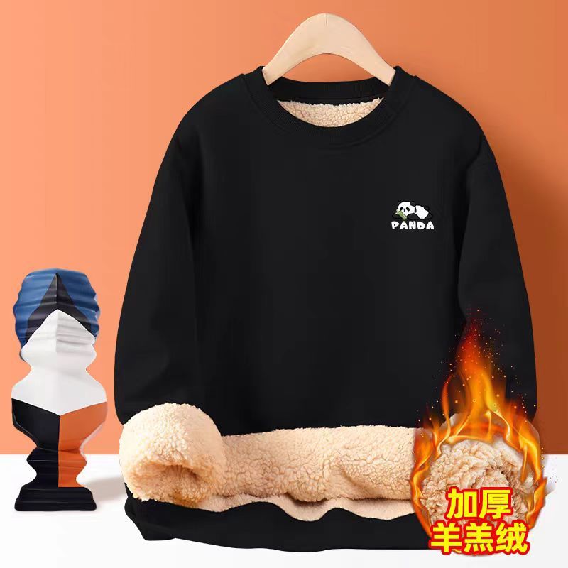 羊羔绒卫衣男加绒加厚男款冬季青少年圆领上衣保暖秋冬外套1/2