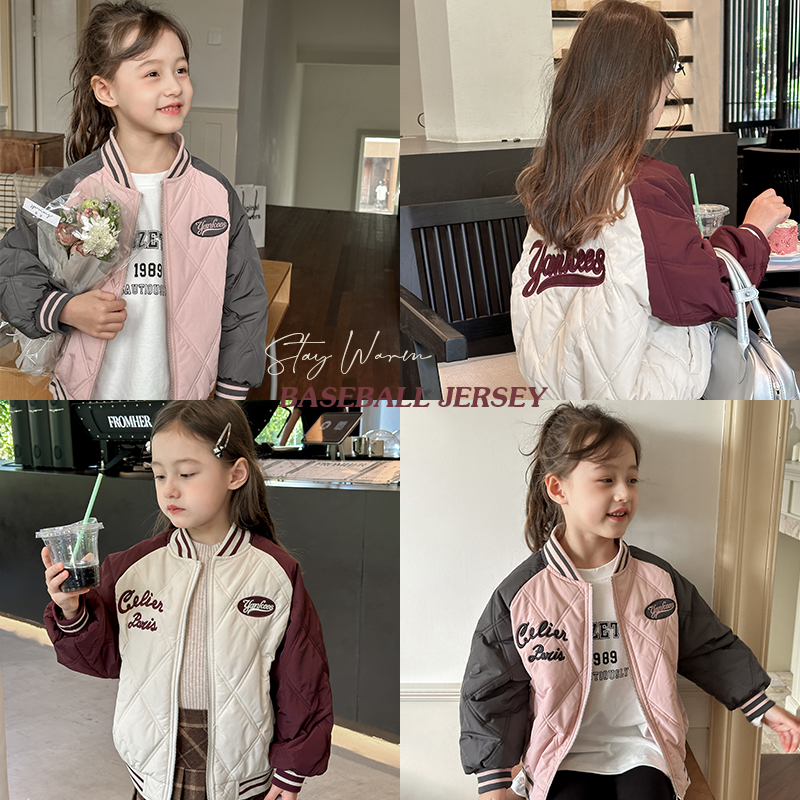 女童棉服2024冬季新款韩国童装儿童夹棉棒球服外套中大童秋冬棉衣
