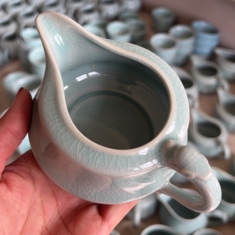 盘汝瓷龙把手公道杯福利