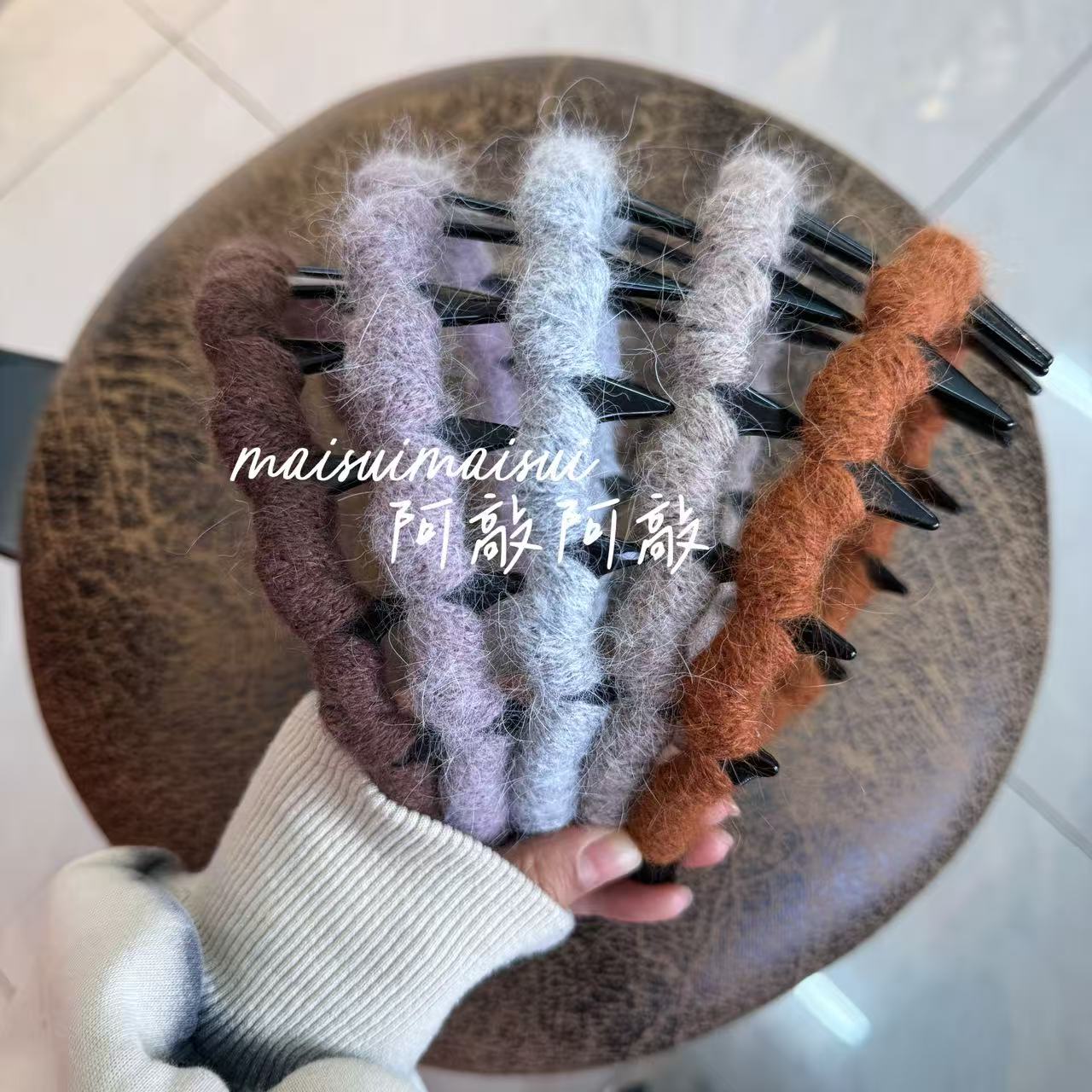 【阿敲】A2323~编织毛线带齿波浪发箍不卡头蓬松高颅顶-麦穗头饰