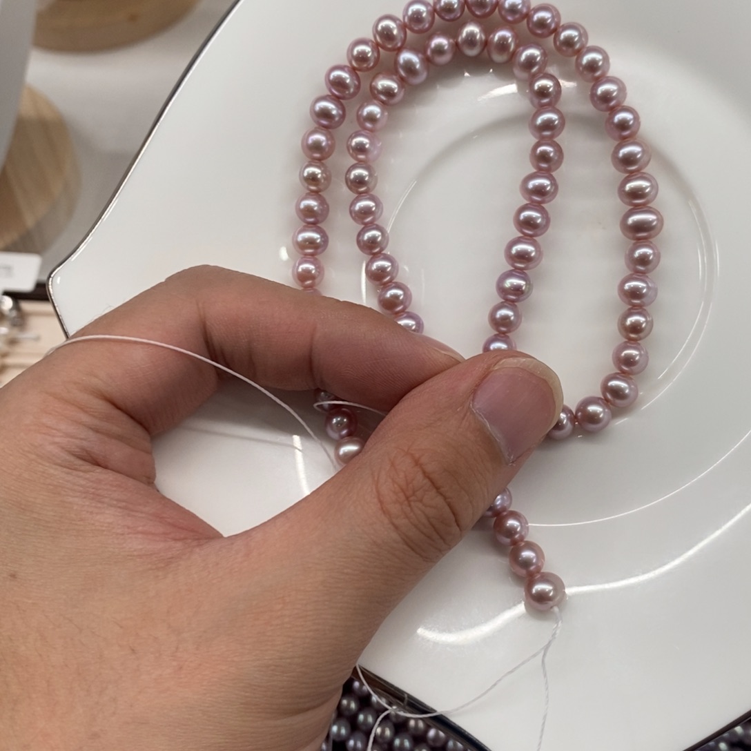 无***漠淡水珍珠颈饰银S925镶嵌5.5-6.5