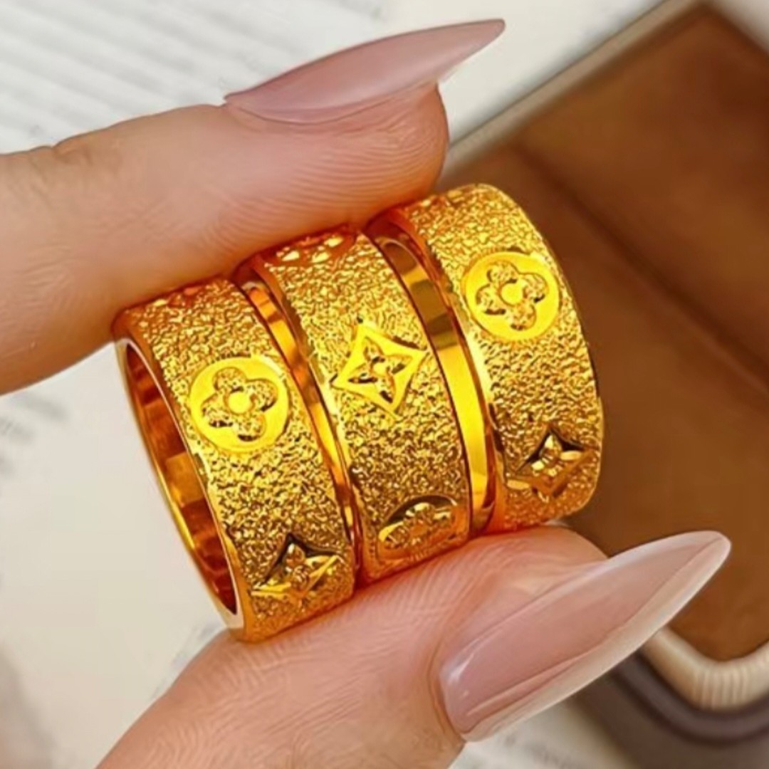 铜合金合金戒指 精工四叶草满天星老钱风情侣男女通带