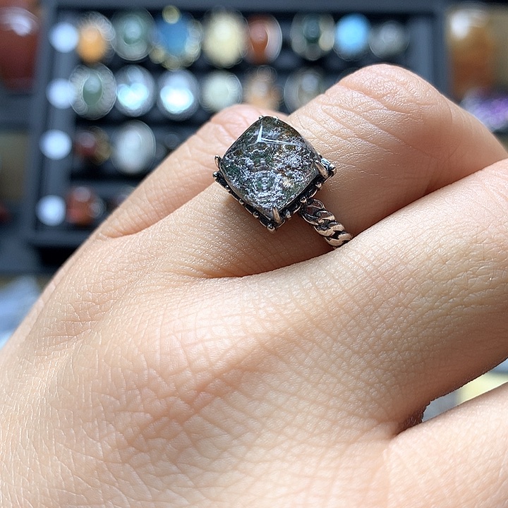 水晶水晶戒指银S925镶嵌