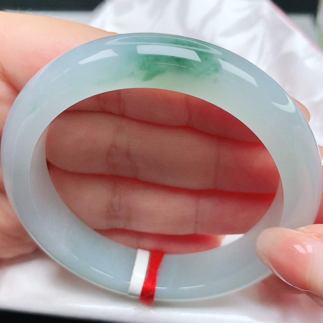 翡翠手镯未镶嵌冰胶蓝花16