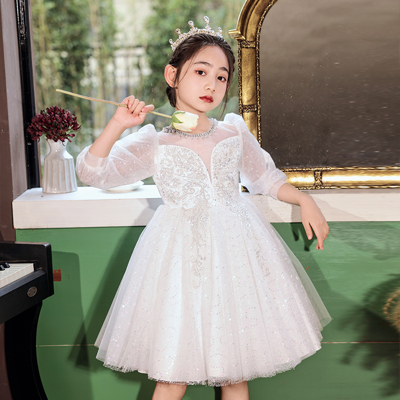 儿童洋气女童夏季礼服花童生日主持人公主裙连衣裙钢琴演奏演出服