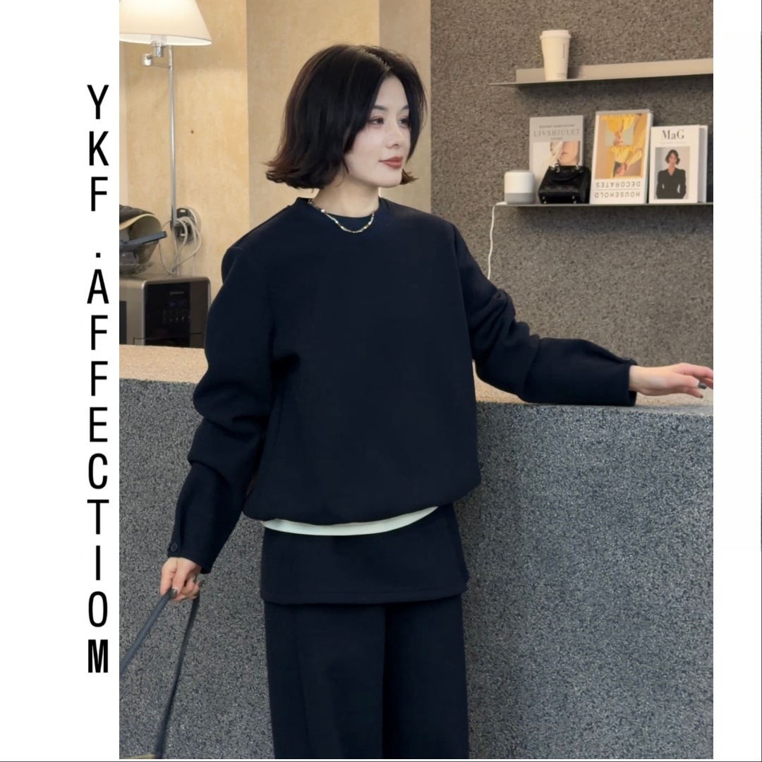 【时髦焦点】极简休闲 加绒慵懒风卫衣12189