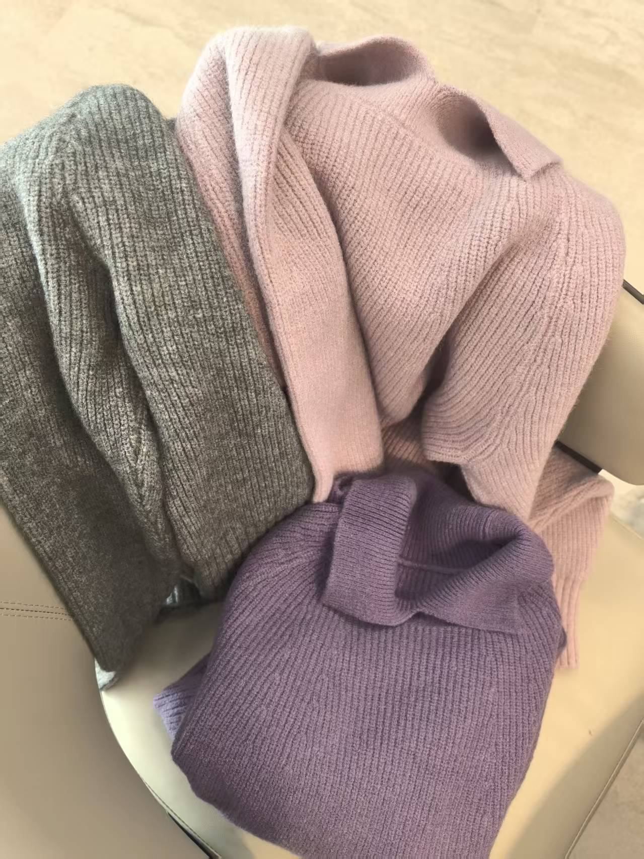 翻领加厚简约百搭时尚厚款INS风纯色毛衣