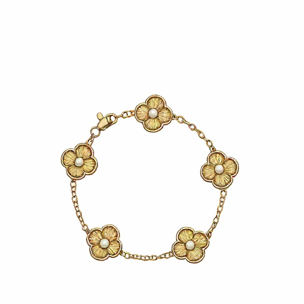 合金手链 四叶花手链百搭设计感银色B