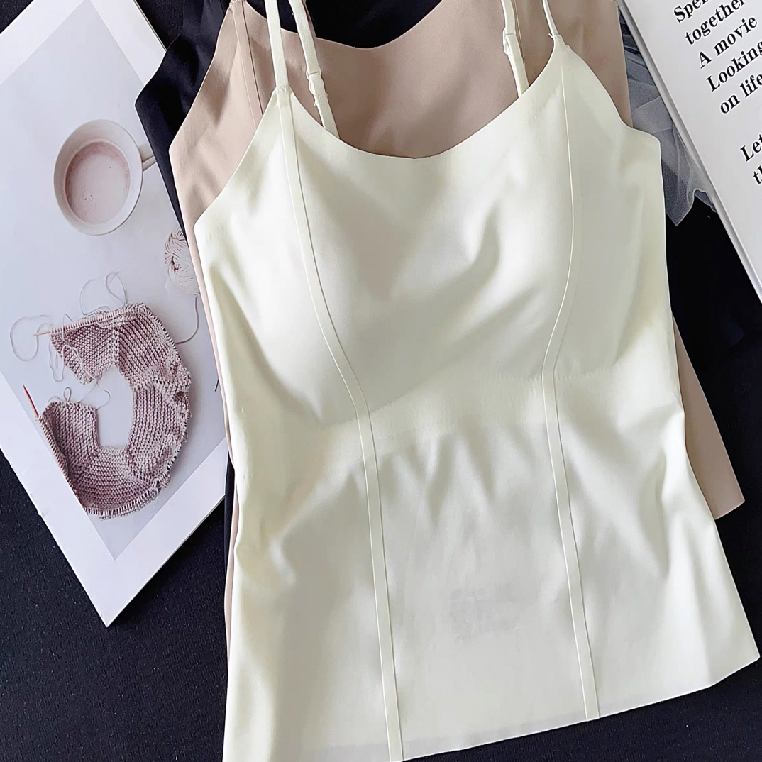 云朵细绒显瘦美背打底一体式带胸垫性感百搭吊带小背心