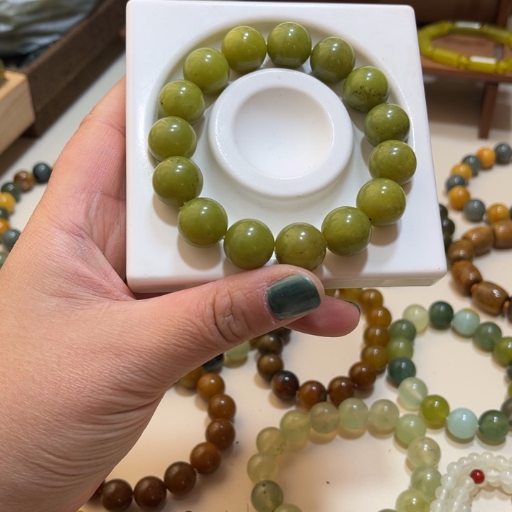 蛇纹石玉未镶嵌手链卡15