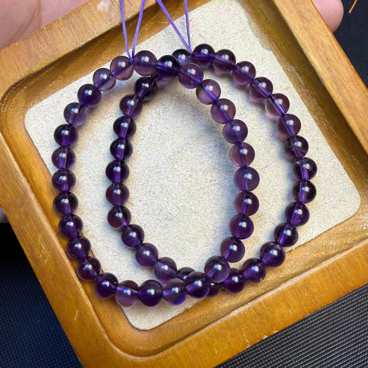 正品乌拉圭天然紫水晶透体手链男女款原石原色九紫离火旺运礼物