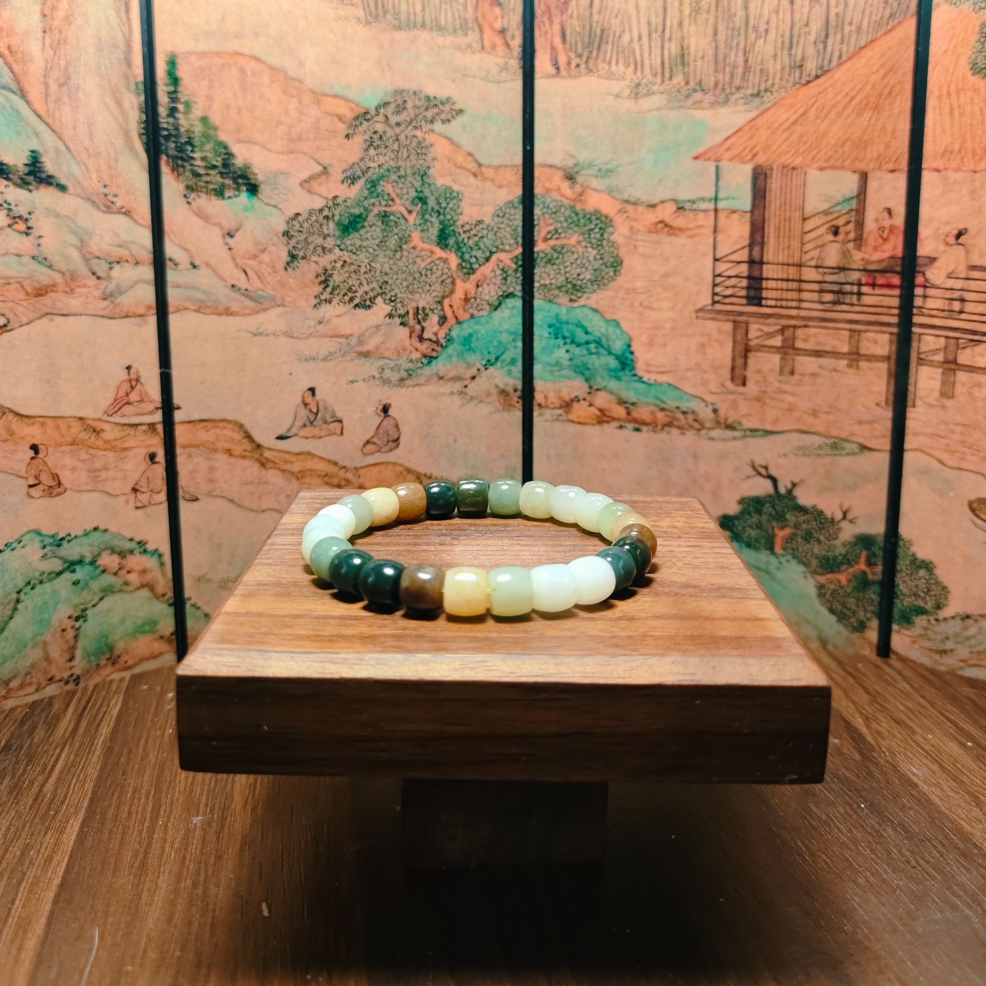 W和田玉多宝桶珠手串（卡8）0372
