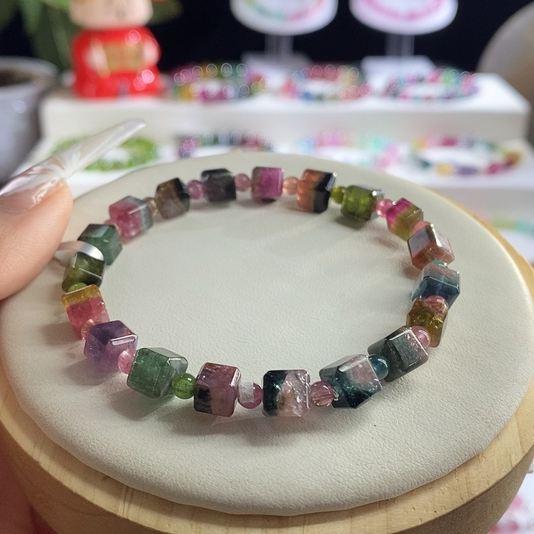 未镶嵌手链碧玺西瓜方糖