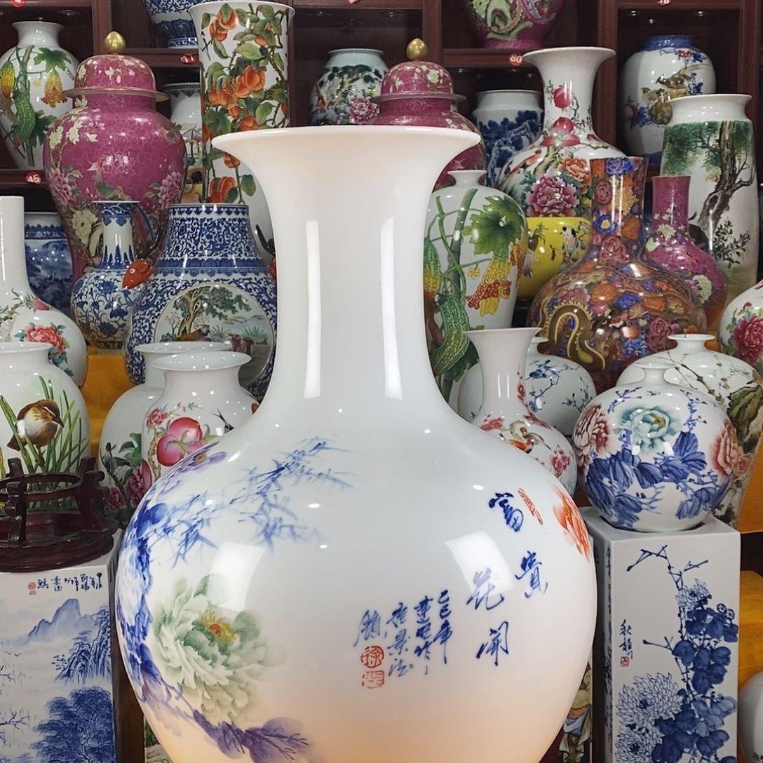 车***路陶摆件景德镇陶瓷赏瓶