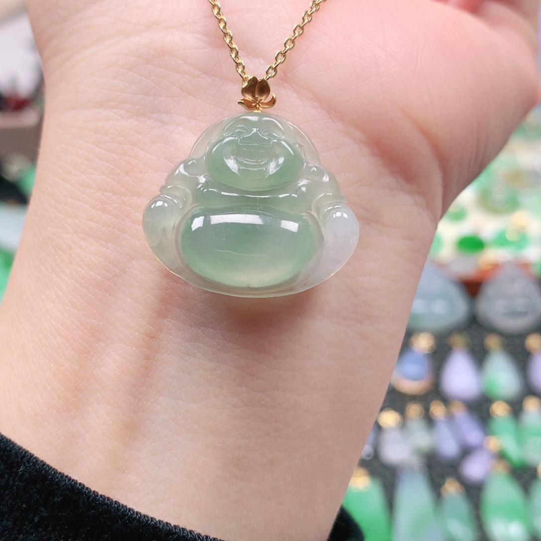 吊坠(不含链)18K金镶嵌翡翠