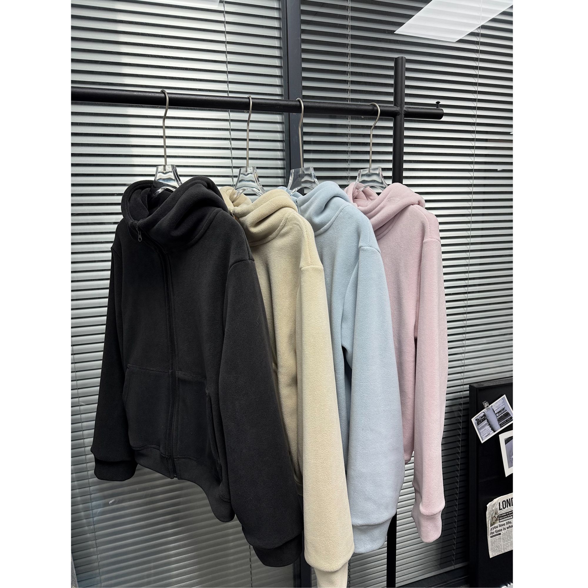 okk！双面奥粒绒立领连帽卫衣