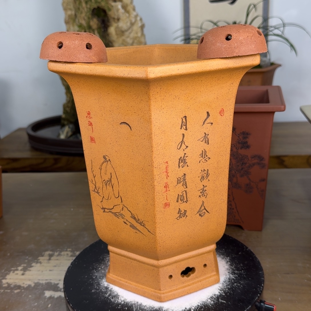 辉***品花盆紫砂紫砂花盆2个