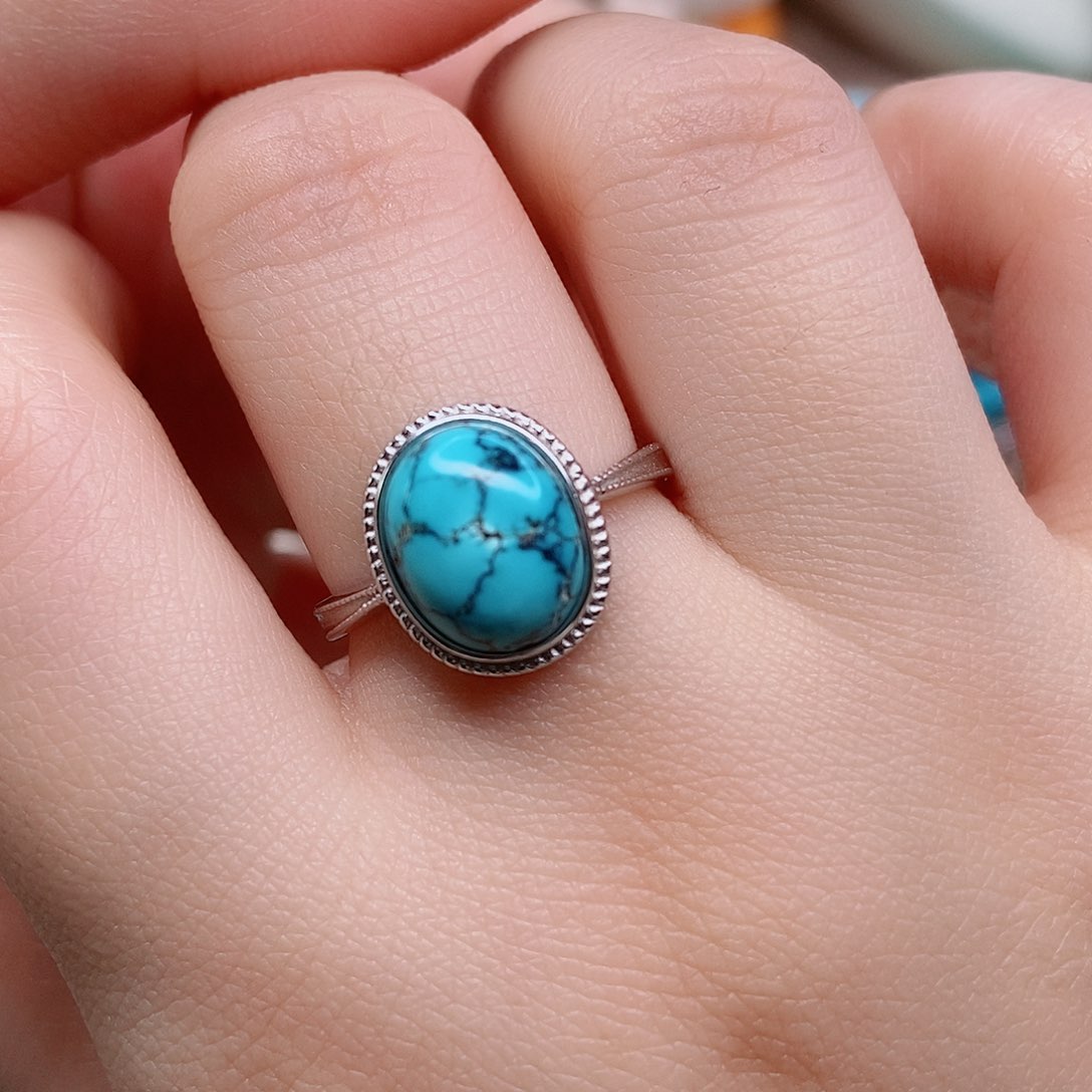 绿松石戒指银S925镶嵌