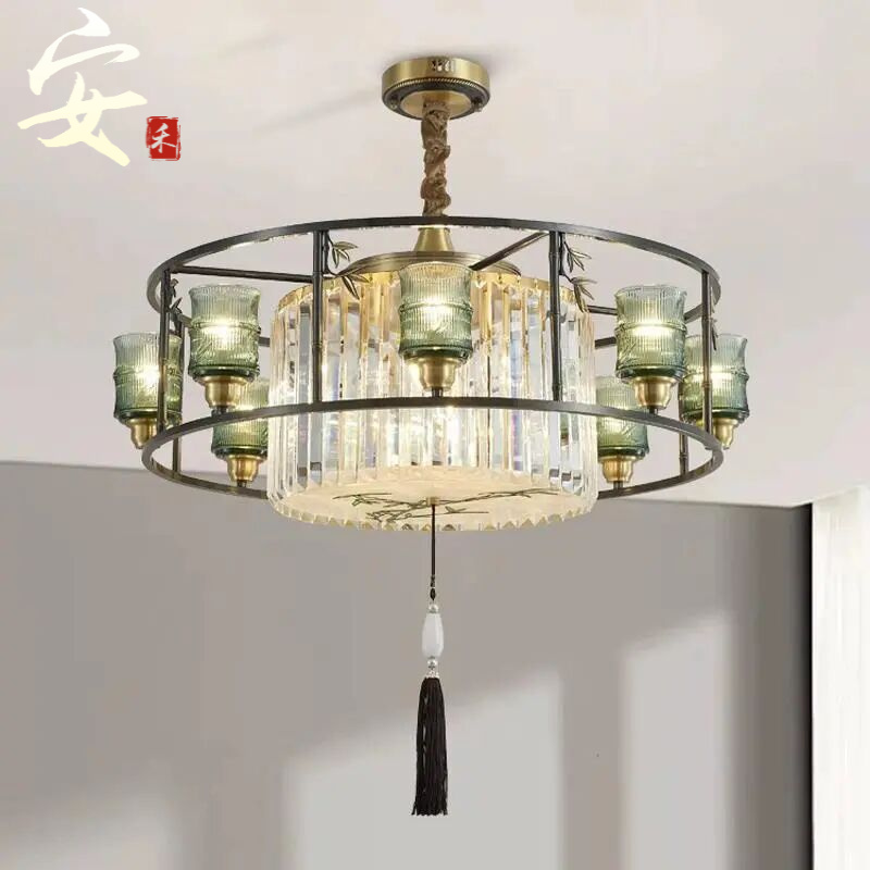 简约新中式大气客厅复古吊灯轻奢餐厅圆别墅中国古风禅意水晶灯具