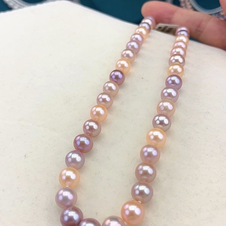 淡水珍珠颈饰银S925镶嵌卡9高品