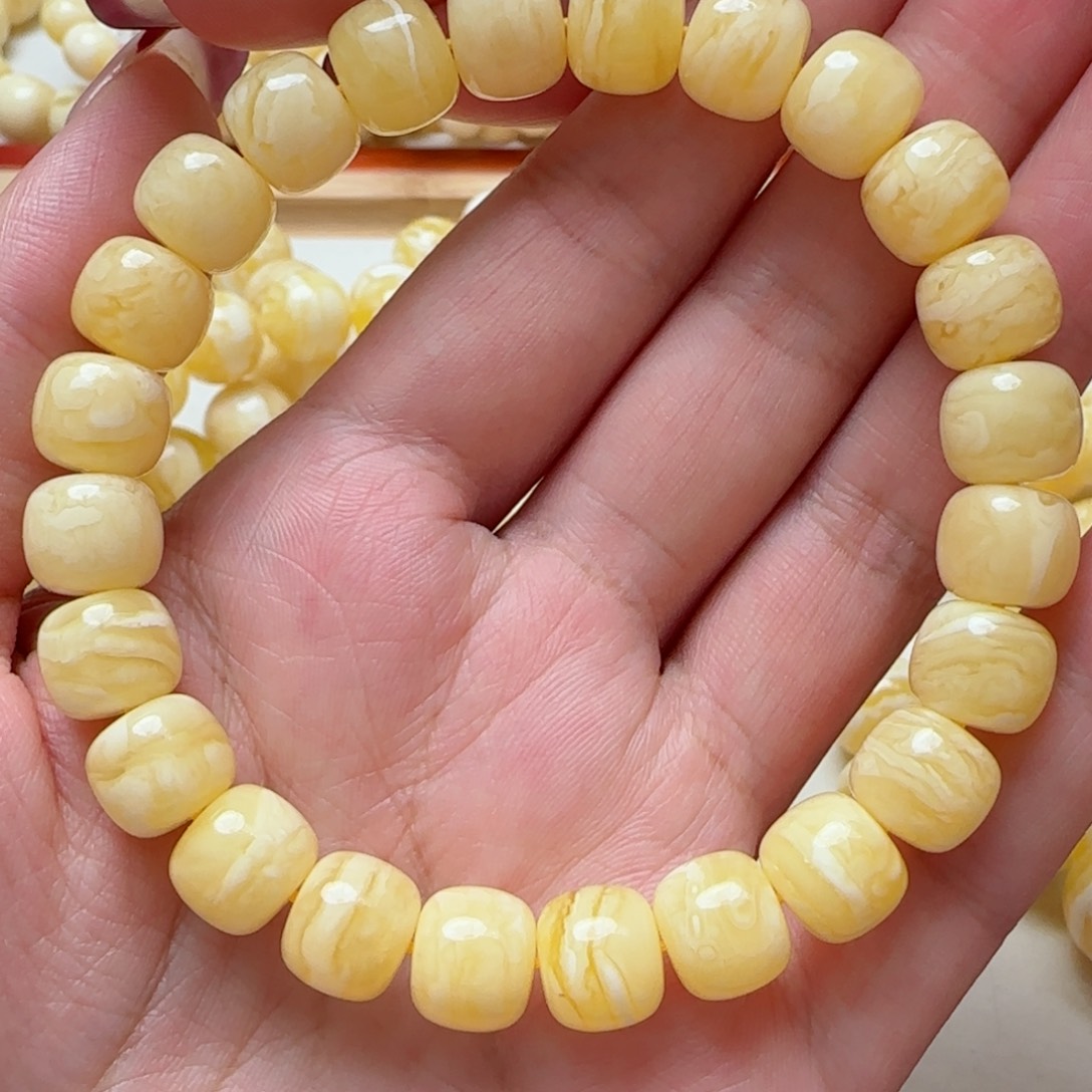 琥珀手链未镶嵌10.5m满蜡虎皮老型手串