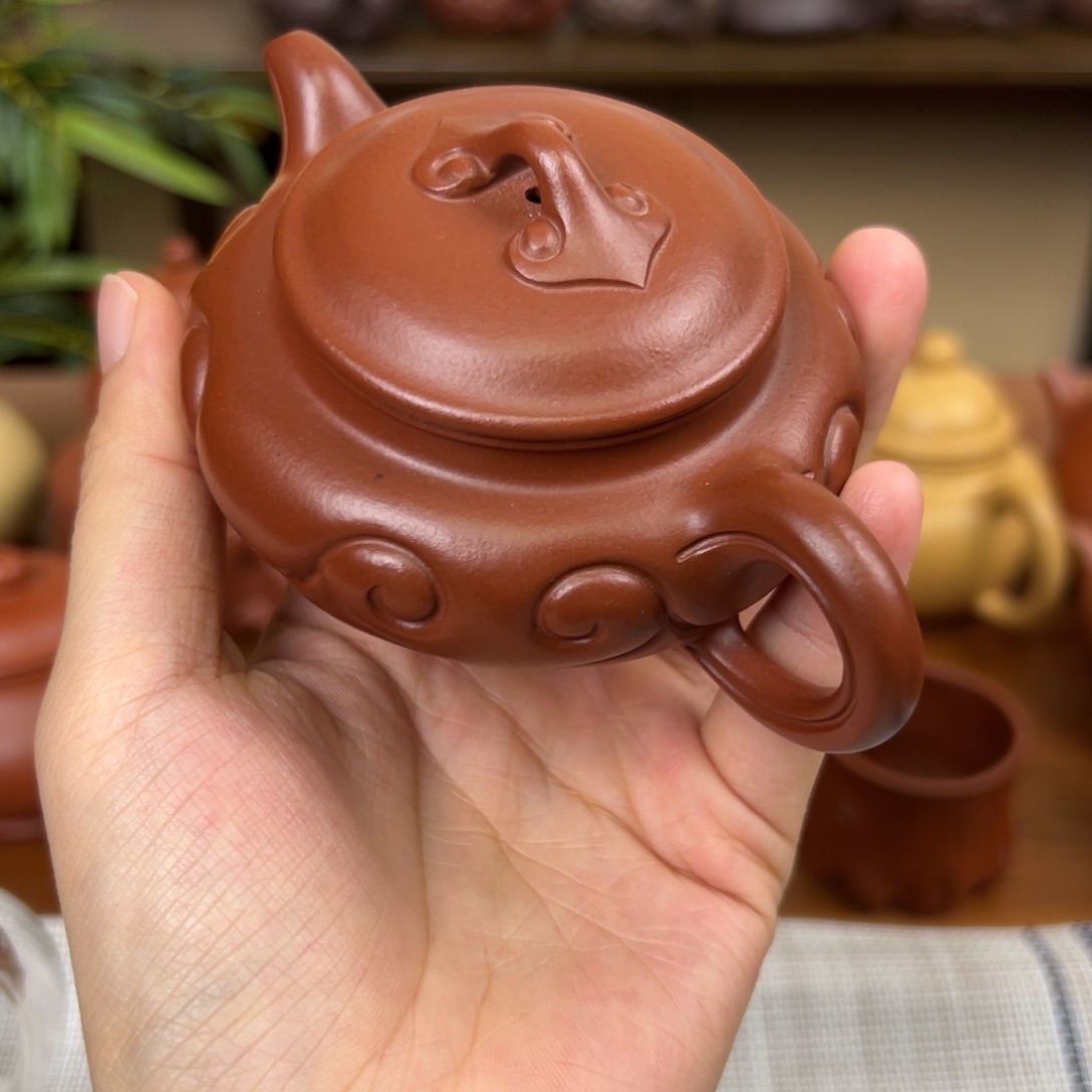 空***子紫砂茶壶紫砂壶仿古如意朱泥100cc全手