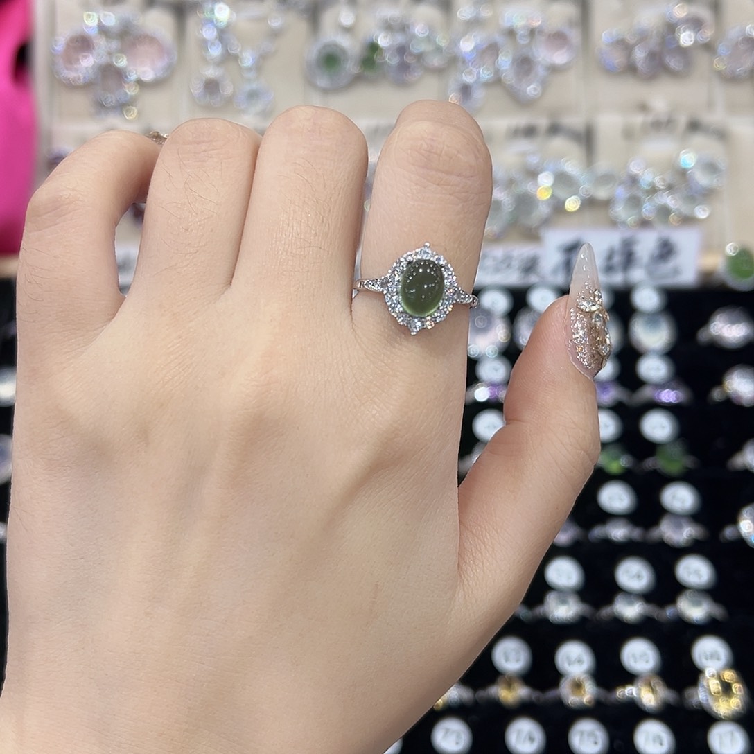 -***n蛇纹石玉银S925镶嵌颈饰