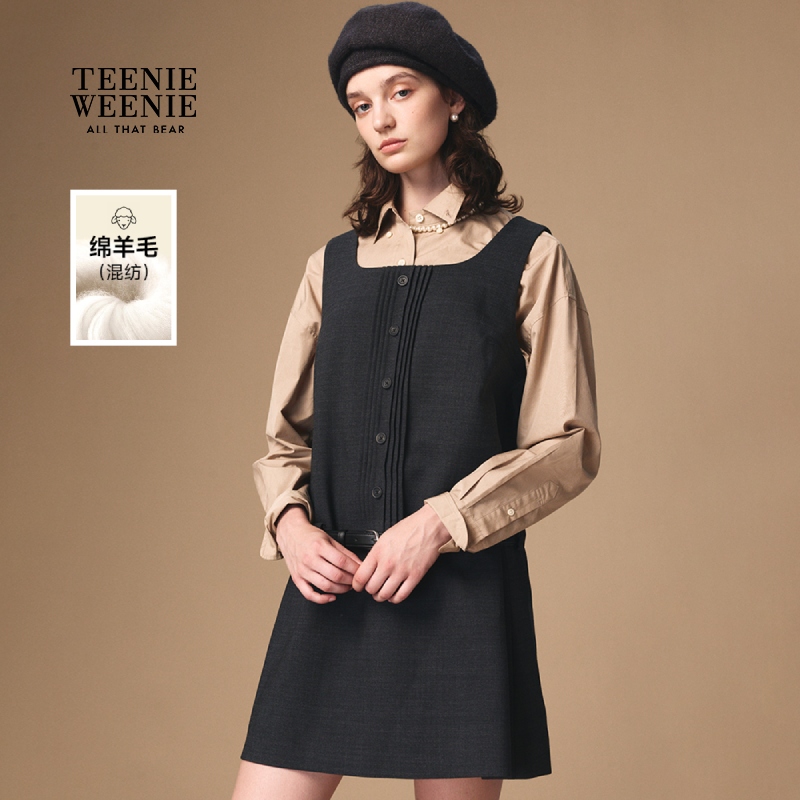 *TeenieWeenie小熊连衣裙25秋新款气质简约无袖背心裙TTOW254TW1B