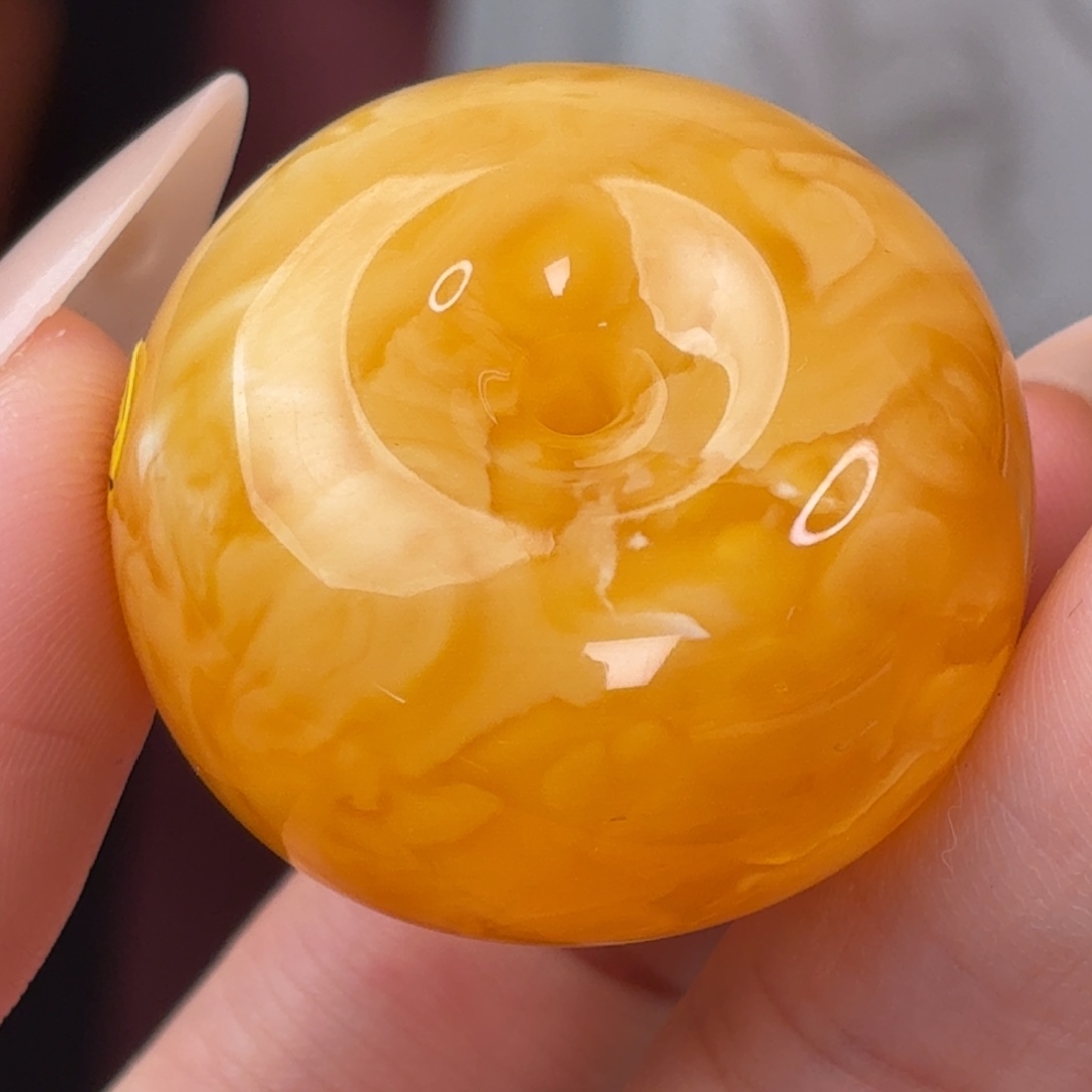 蜜蜡未镶嵌珠宝奇石橘红妖花面包圈