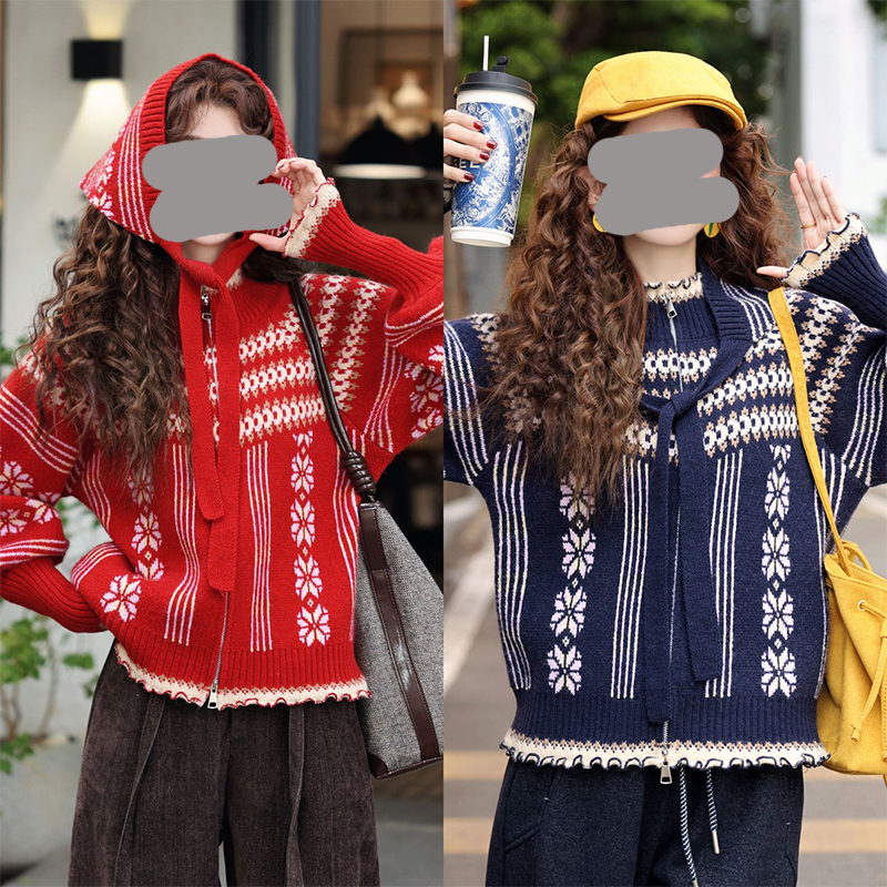 【木屋雪花】港风复古秋冬加厚针织宽松百搭毛衣2025新款潮流时尚女