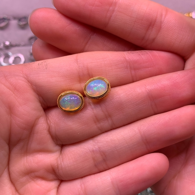 【闪购商品】欧泊耳钉款式银S925镶嵌梦*❦