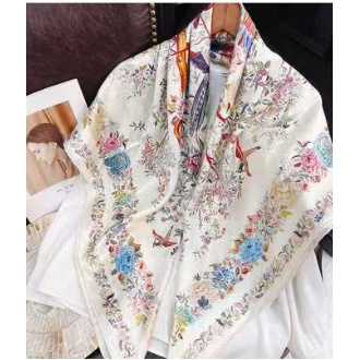 【绮花逸鸟】F262时尚新款小方巾春夏女士优雅丝巾