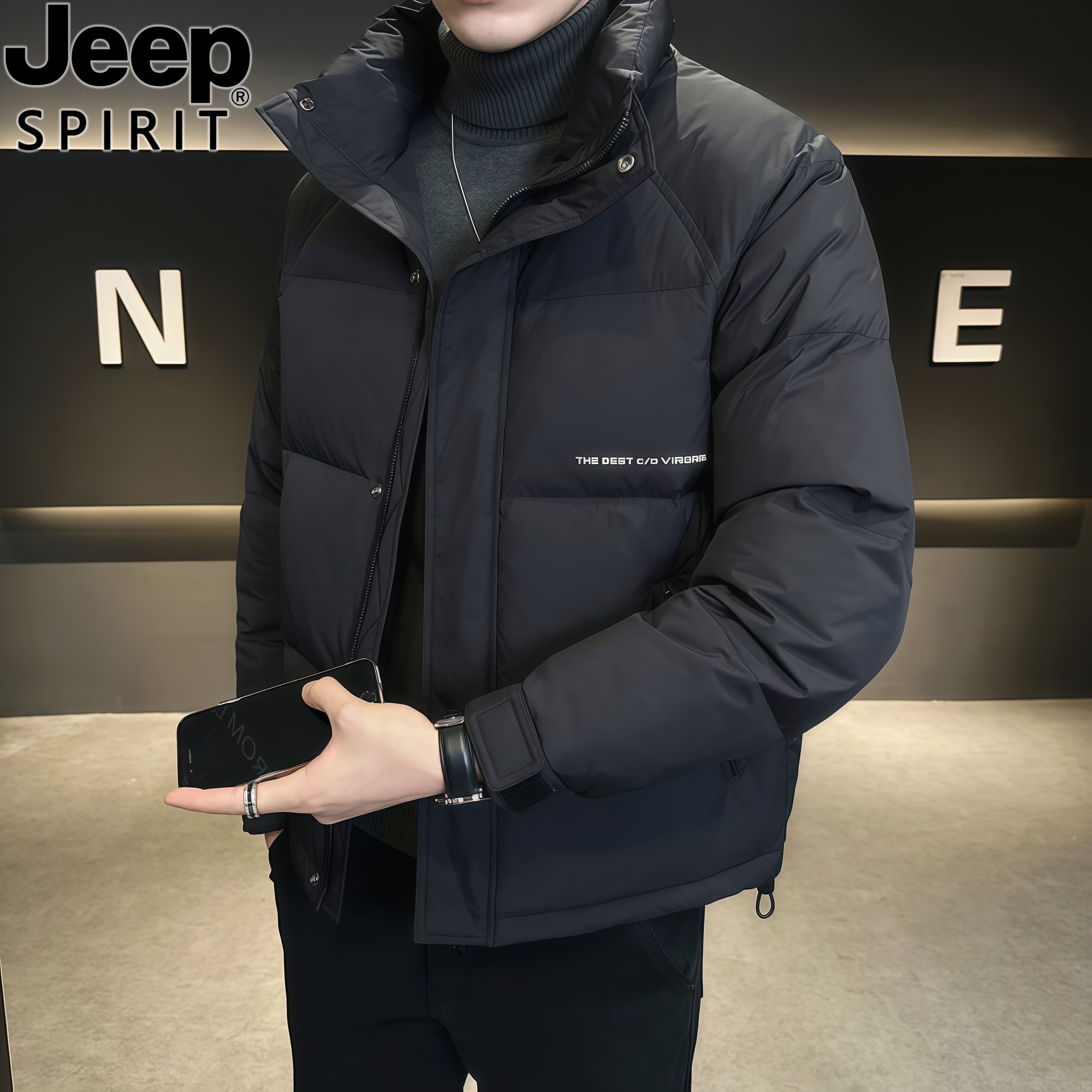JEEP吉普翻领羽绒服男款冬季2025高档爆款休闲百搭保暖加厚男外套