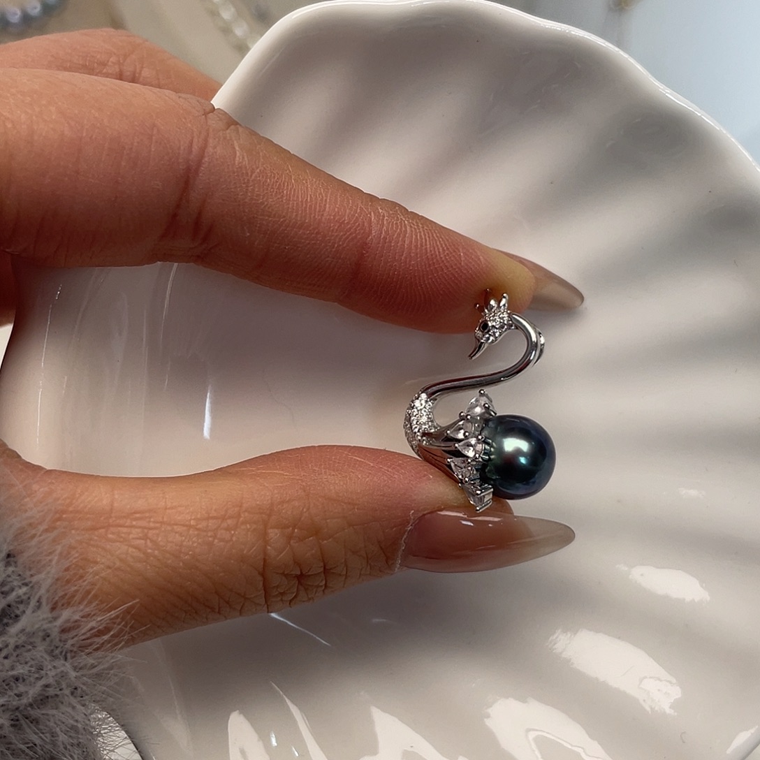 银S925镶嵌海水珍珠吊坠(不含链)