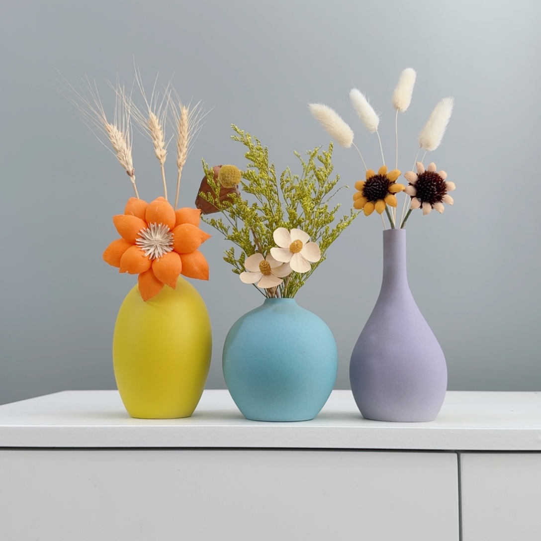 摆件陶瓷花瓶摆件含花总高约20-30cm