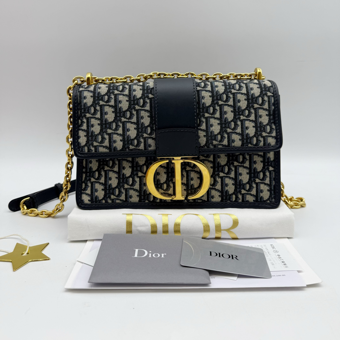 99新 DIOR/迪奥 Montaigne30老花 链条蒙田单肩斜挎包38929