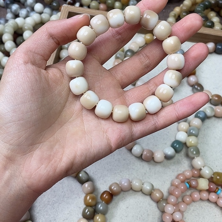 菩提根/象牙果吊坠祁*卡12粉色桶珠