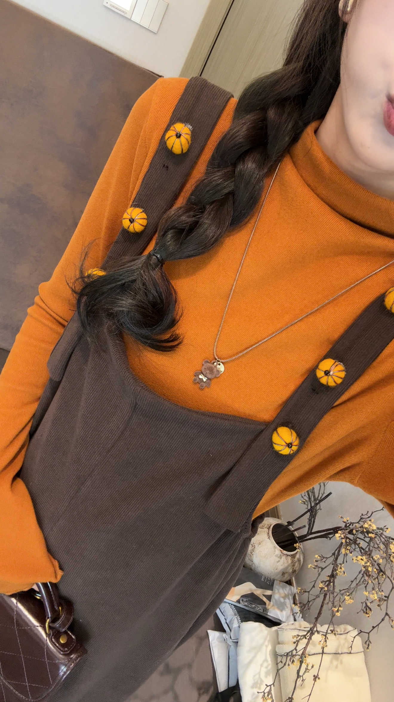 时尚孕妇秋冬新款原创孕妇背带裤洋气减龄+打底上衣两件套套装