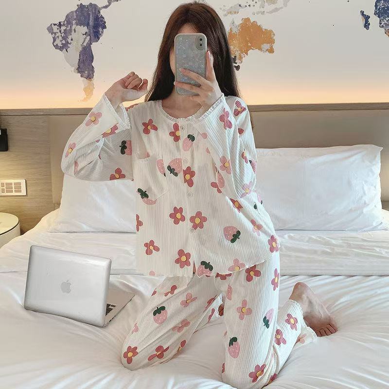 14网红男女加厚时尚家居睡衣套装斑点唯美温馨家居服配中筒袜