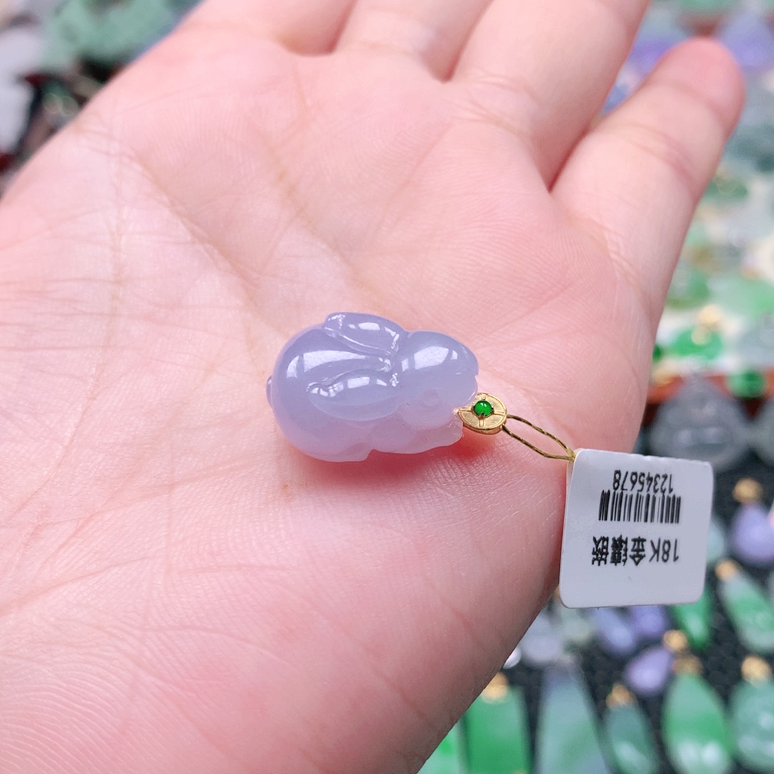 吊坠(不含链)18K金镶嵌翡翠