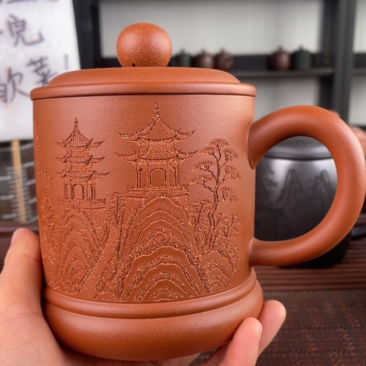 茶杯紫砂宜兴原矿紫砂盖杯