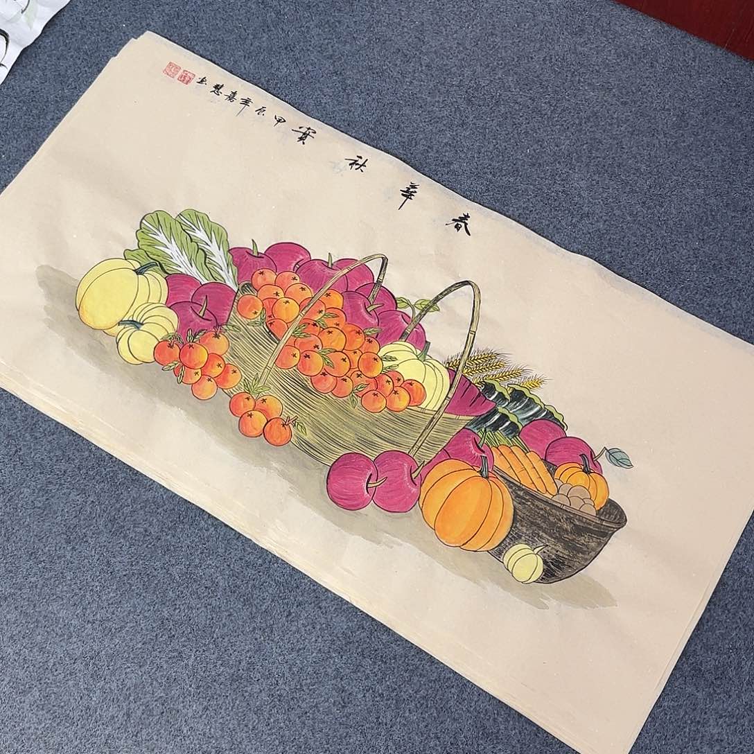 国画尺寸50X100手绘作品 