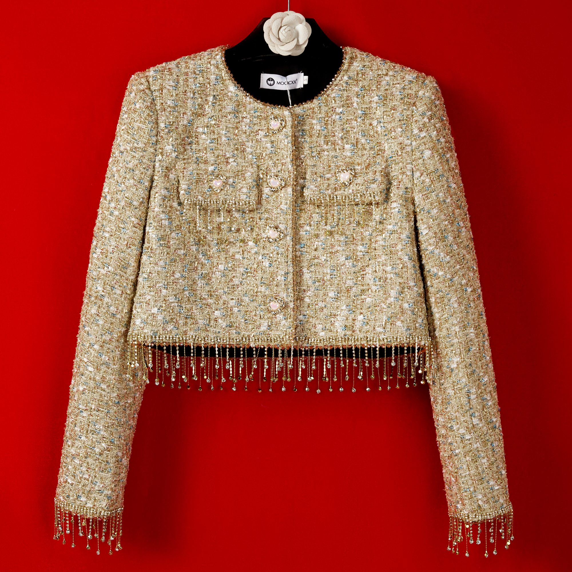 【黄金水滴】秋季新款金色高级感设计师轻奢重工百搭女装小香风外套