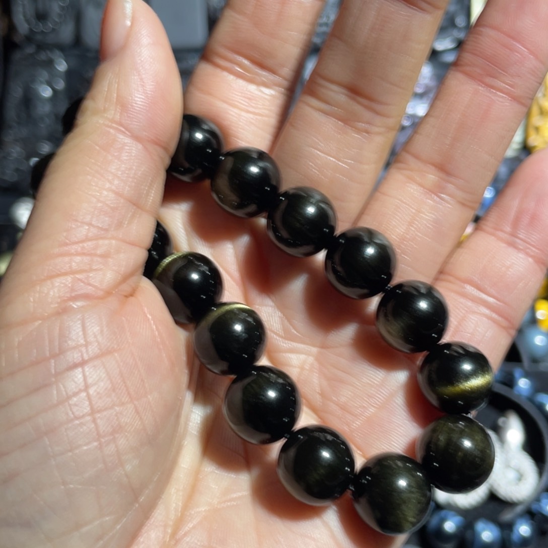黑曜岩手串未镶嵌释*12mm