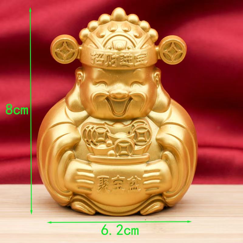 合金财神爷摆件笑脸工艺品店铺前台汽车装饰品聚宝盆摆件