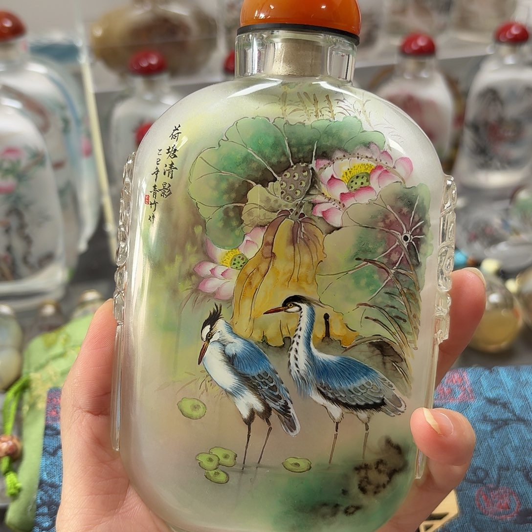 游****纯手绘内画鼻烟壶鸬鹚